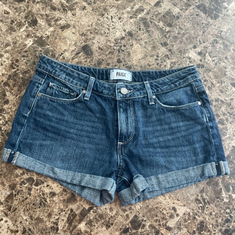 PAIGE JIMMY JIMMY SHORTS DENIM SZ 27 DISTRESSED CHIC BOHO ICONIC VERSATILE - Picture 11 of 13